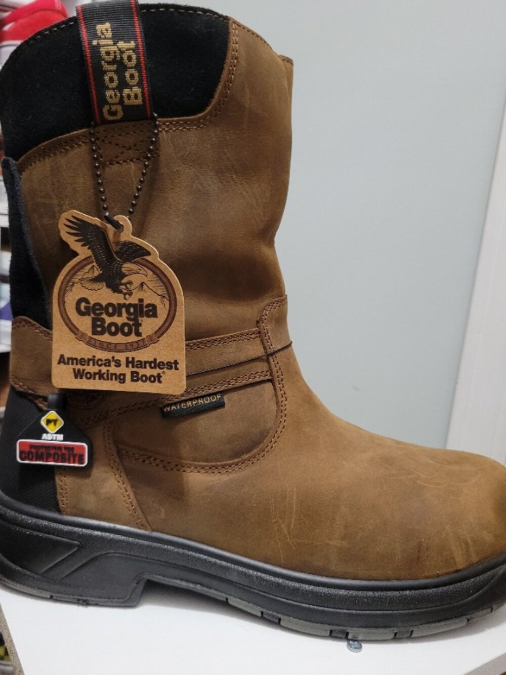 Men's Brown 10.5M FLXpoint Composite Toe Waterproof Georgia Boots (Brand New)